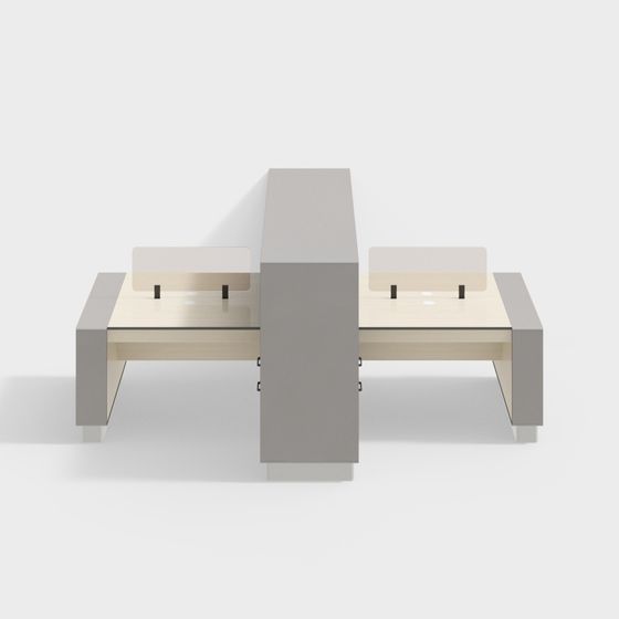 Dual Workstation 3D model for Modern Offices