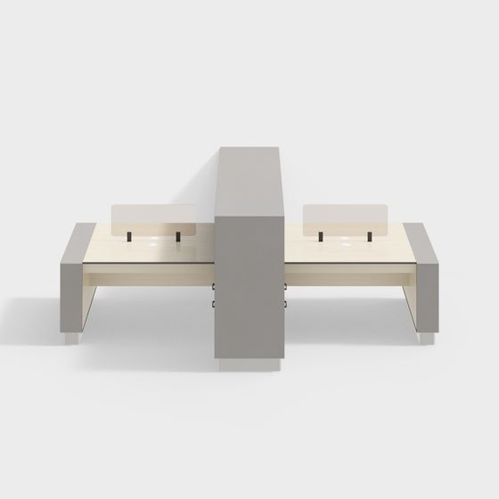 Modern Minimalist Office Desk 3D Model