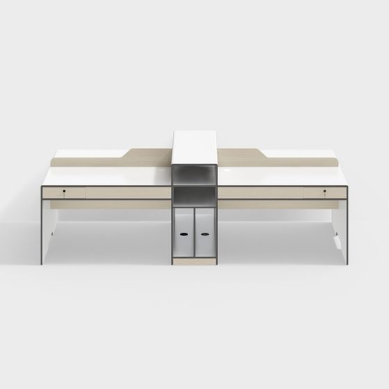 Stylish Low-Poly Double Office Desk 3D model