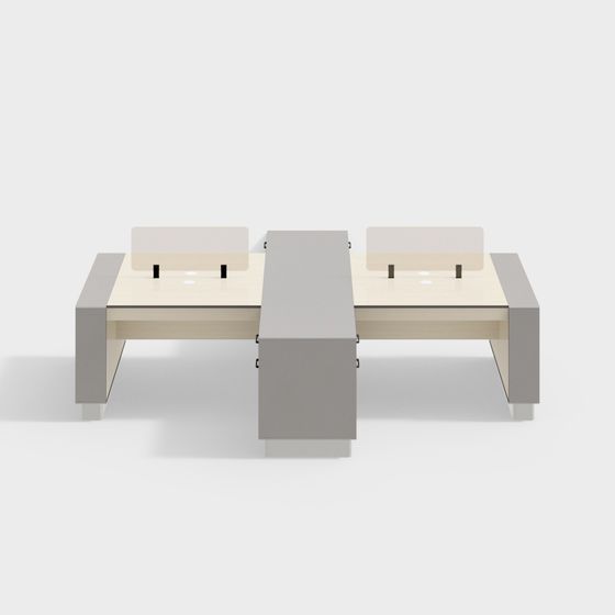 Stylish 3D Model of a Double Work Desk