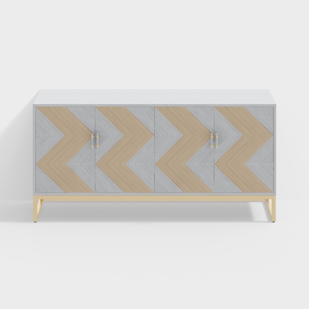 Gabinete de cuatro puertas de madera enchapada en metal pintado-BSFG187-Sicilia