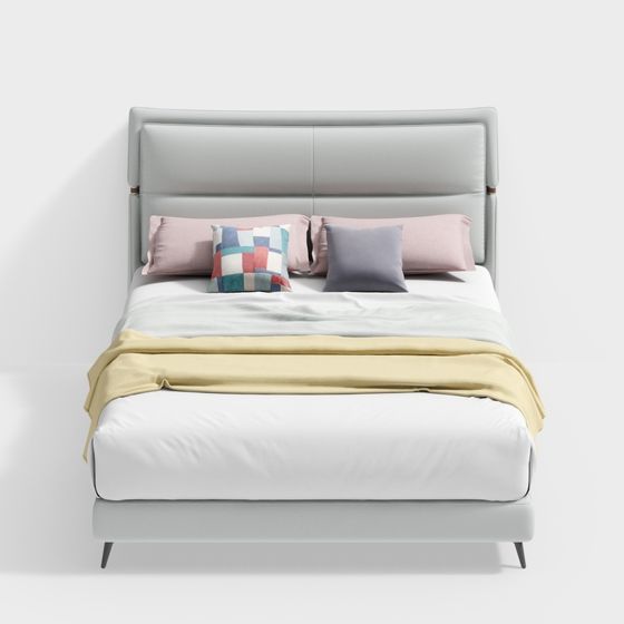 Minimalist Bed 3D model for Modern Interiors