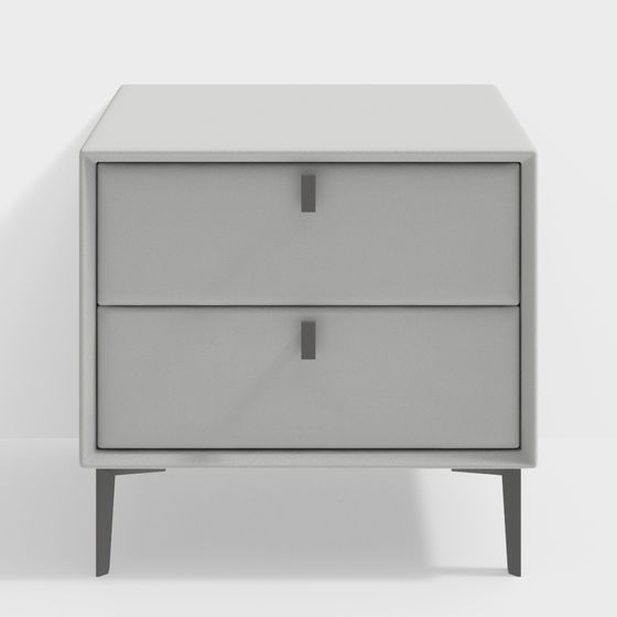 Modern Gray Bedside Table 3D Model