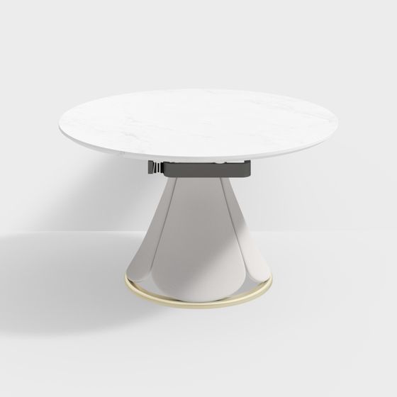 Shadowy Round Table Cloud Shadow Round Table 3D Model – Marble and Geometric Base
