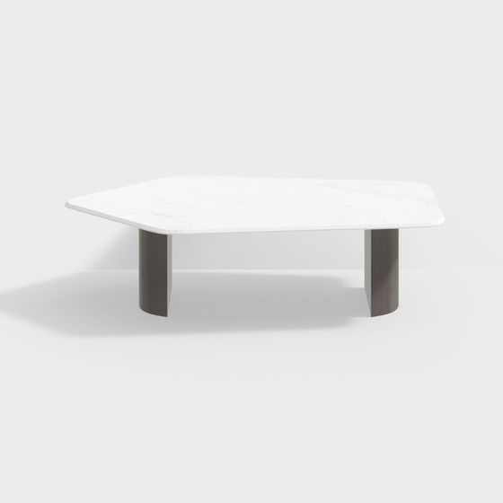 Elegant Streamlined Marble Coffee Table 3D model