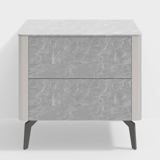 Elegant Grey Marble Nightstand 3D model