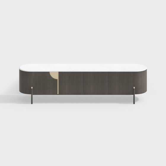 Sleek Low-Poly TV Cabinet 3D model