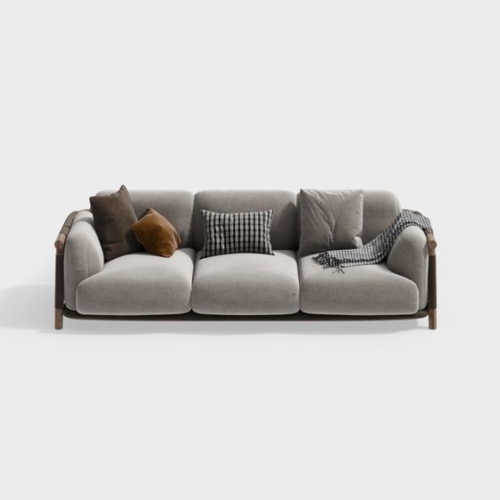 Cozy Comfort Low-Poly Sofa 3D model for Modern Interiors