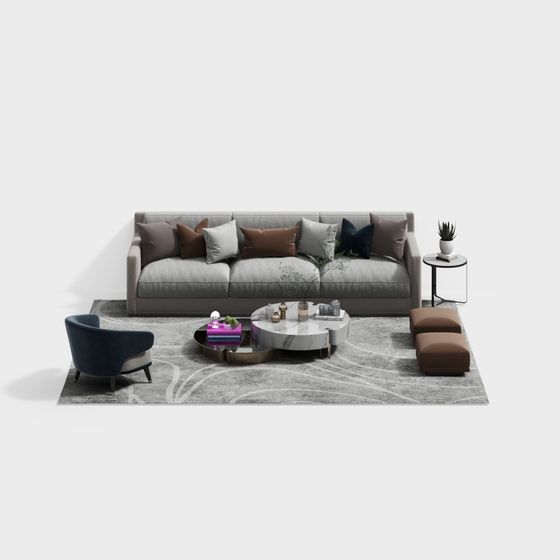 Elegant Low-Polygon Sofa 3D Model for Modern Spaces