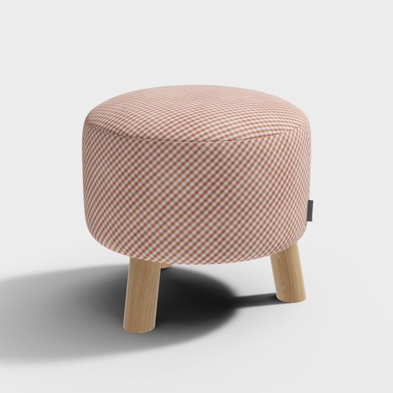 Stylish Low-Polygon Round Stool 3D model