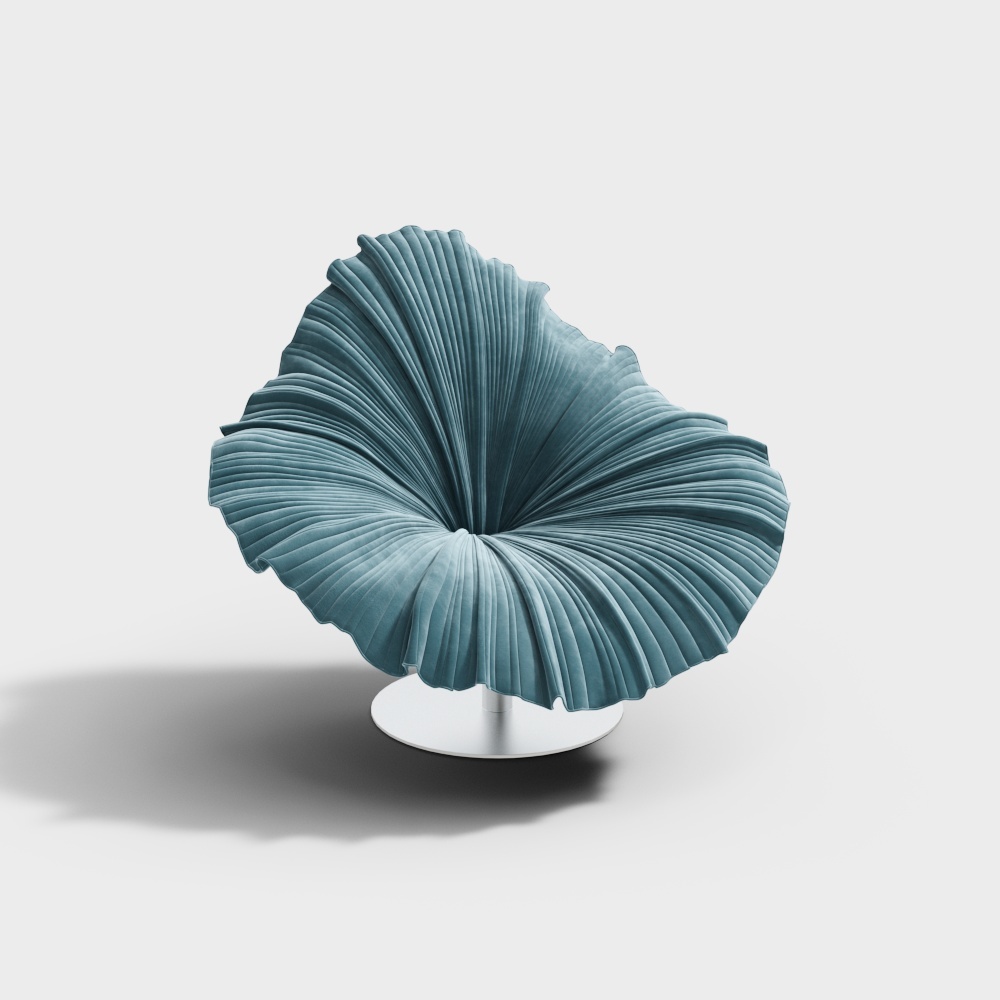 Fan-Shaped Velvet Chair 3D model