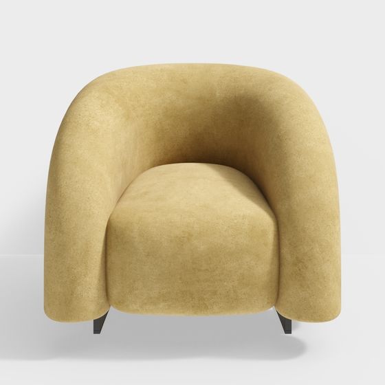 Elegant Beige Velvet Armchair 3D model