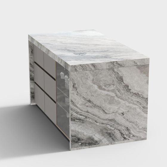Elegant Low-Poly Marble Nightstand 3D model
