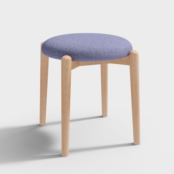 Stylish Round Stool 3D model for Modern Interiors