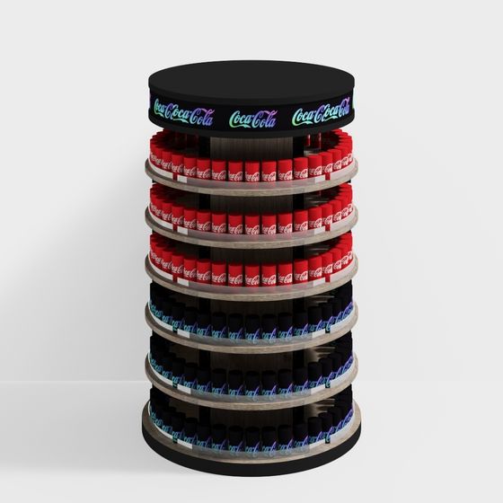 Iconic Coca-Cola Inspired Cylinder Shelf 3D model