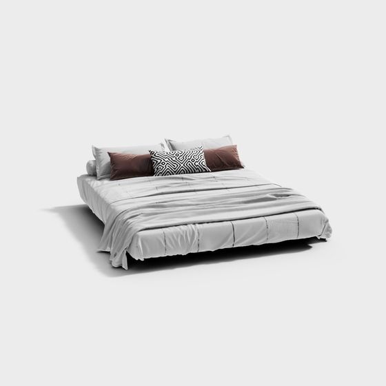 Elegant Minimalist Bed 3D model for Modern Homes