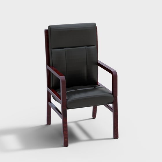 Sophisticated Black Leather Office Chair 3D model