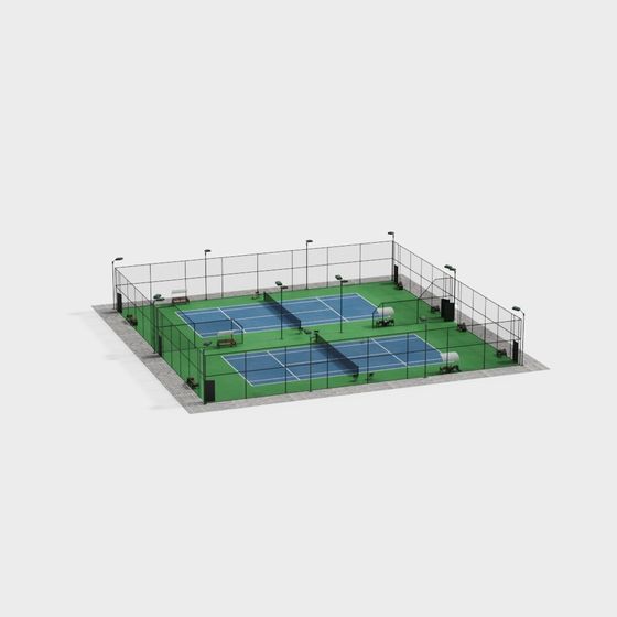 Realistic Tennis Court 3D Model