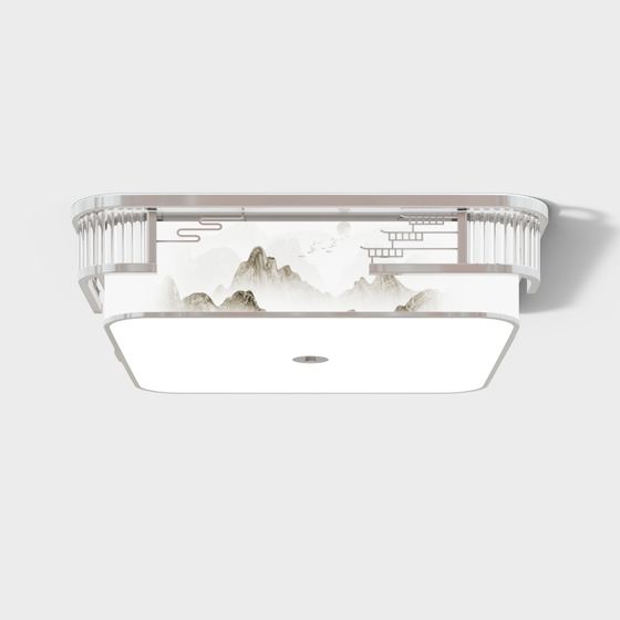 Stunning Landscape Painting Light Fixture 3D model