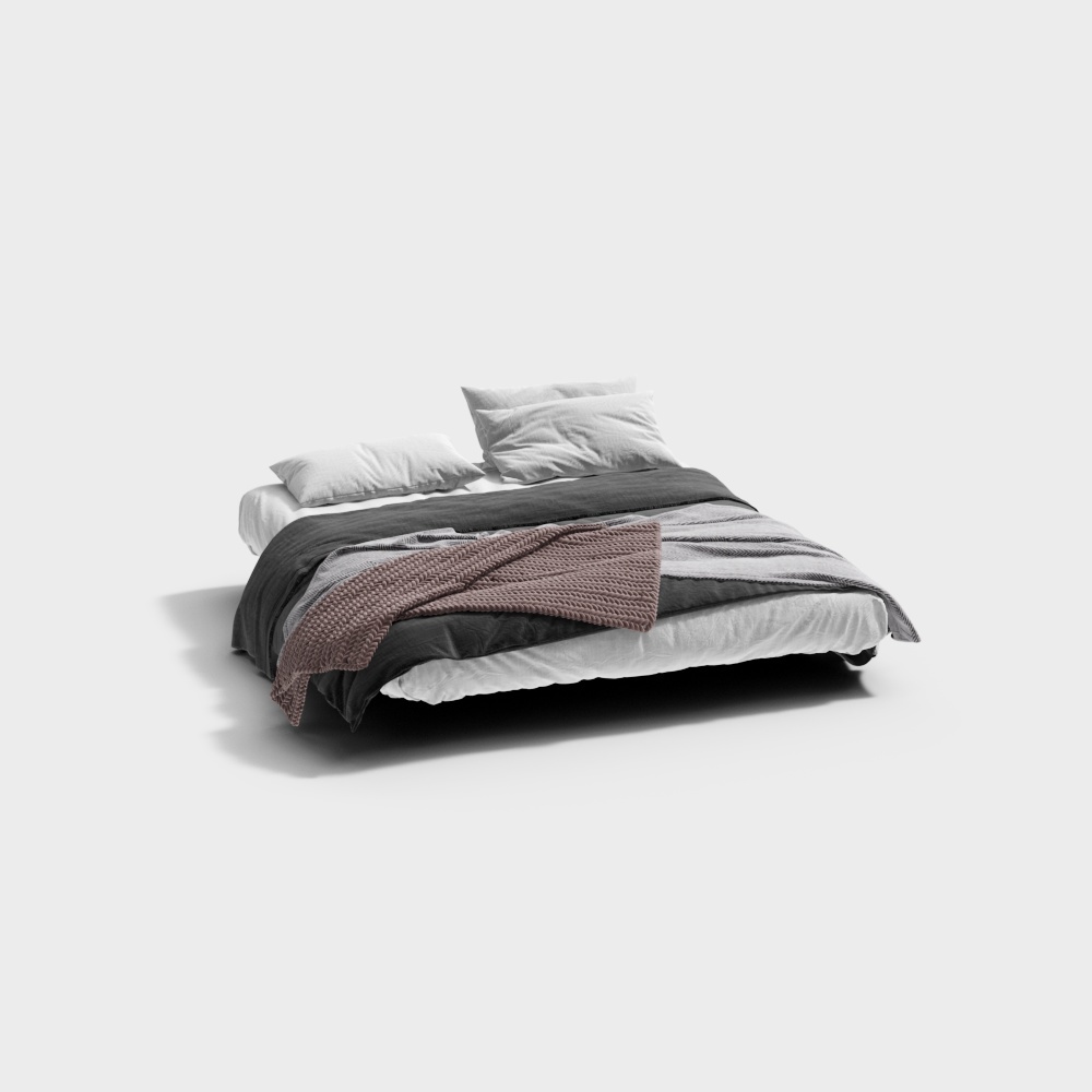 Modern Minimalist 3D Bed Model – Low-Poly Cozy Design