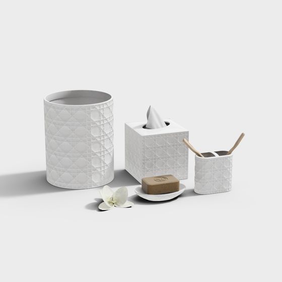 Elegant Bathroom Accessory Set 3D model