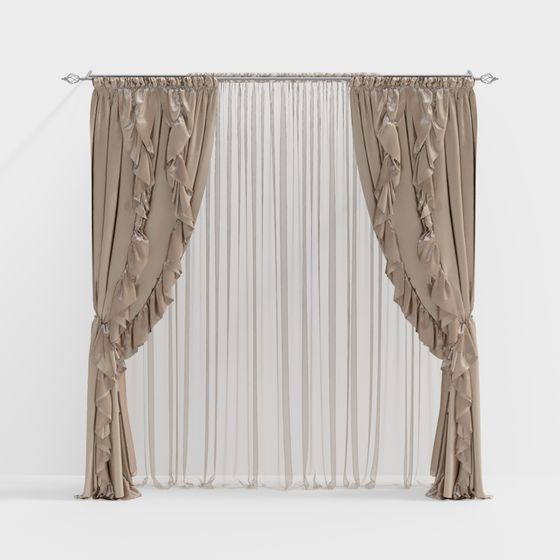 Chic Low-Polygon Curtain 3D model for Modern Interiors