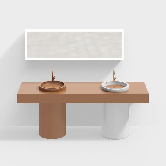 Elegant Double Sink Bathroom Cabinet 3D model