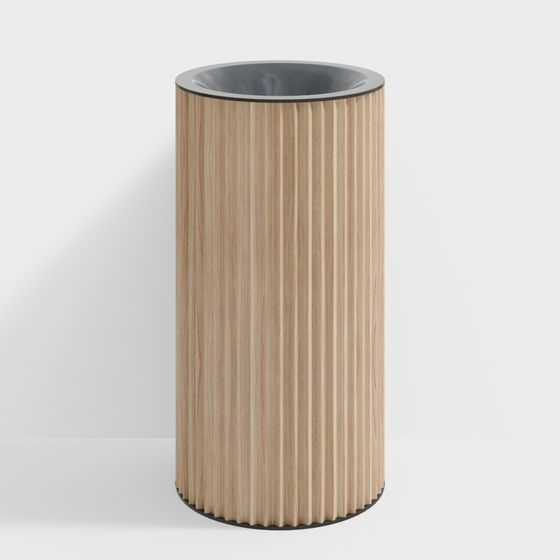 Elegant Wooden Garbage Bin 3D model