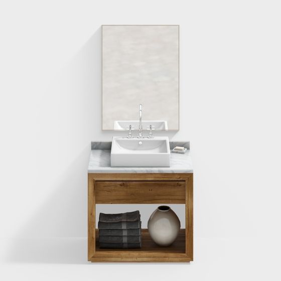 Stylish Low-Poly Bathroom Vanity 3D model