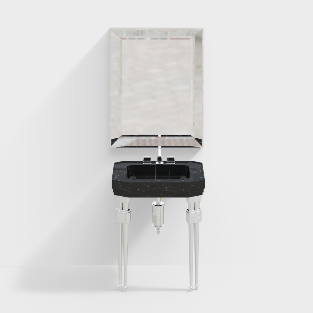 Industrial style washbasin mirror combination gray