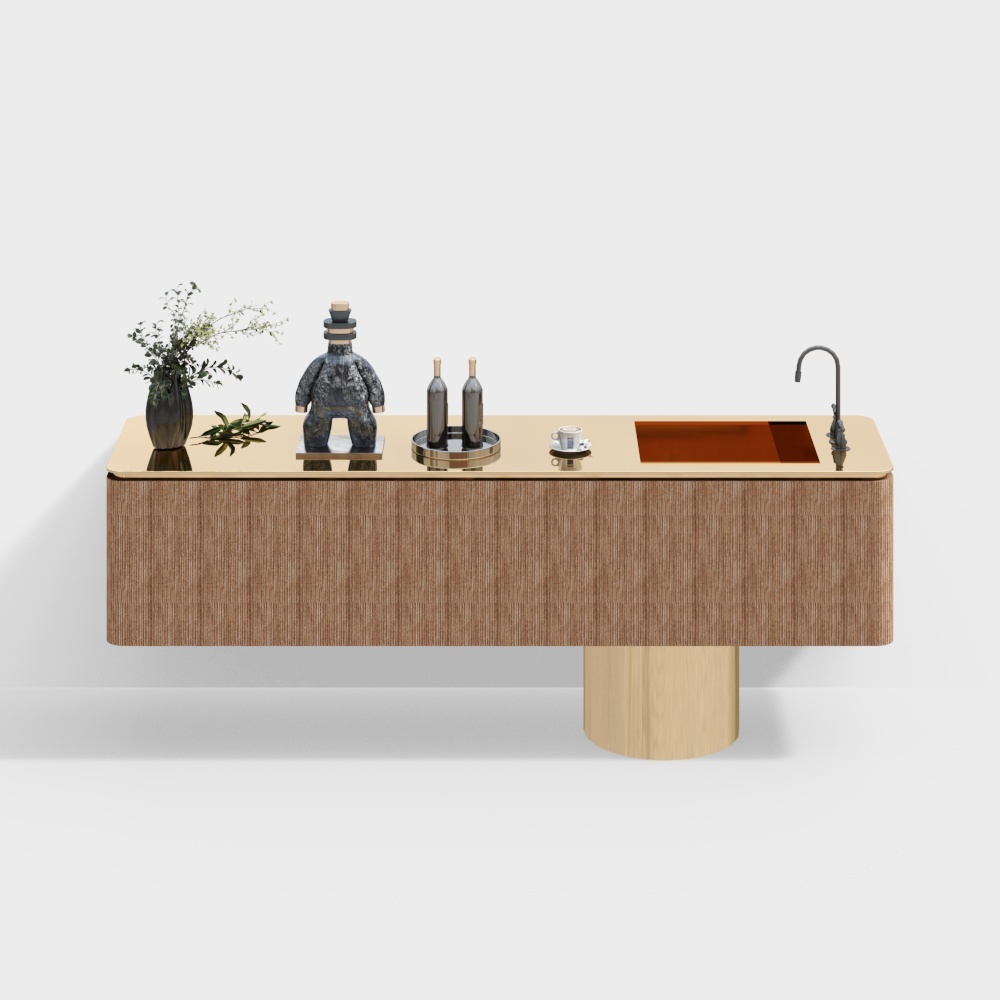 Évier moderne avec fond rond en métal