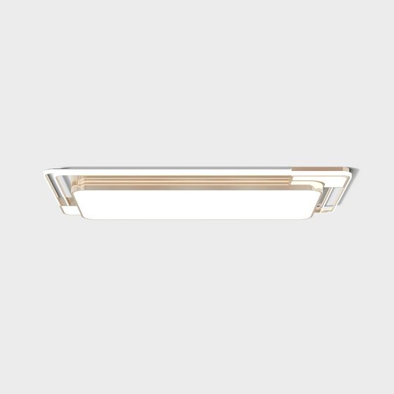 Modern Rectangular Ceiling Lamp 3D Model in Gray and Brown for Stylish Interiors