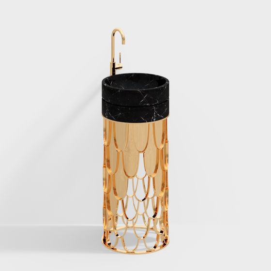 Gold Scales Washbasin 3D model for Modern Interiors