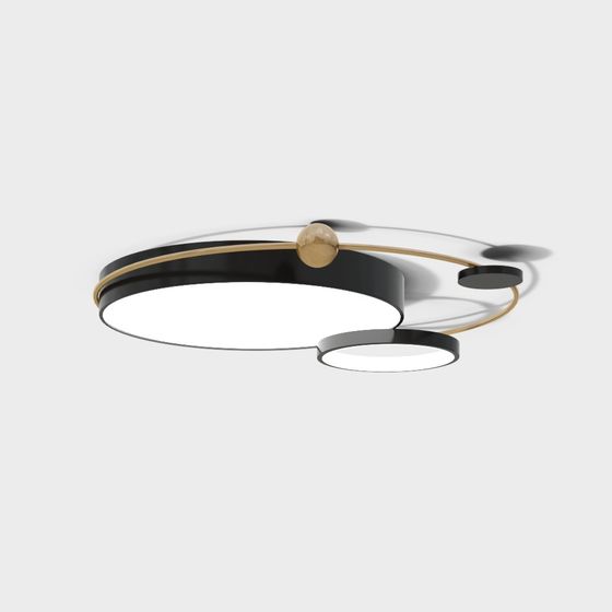 Modern Black Ceiling Light 3D Model for Contemporary Spaces