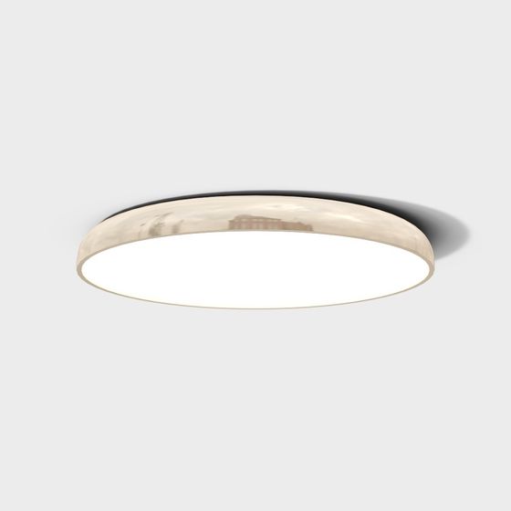 Modern Round Ceiling Lamp 3D Model in Golden Finish