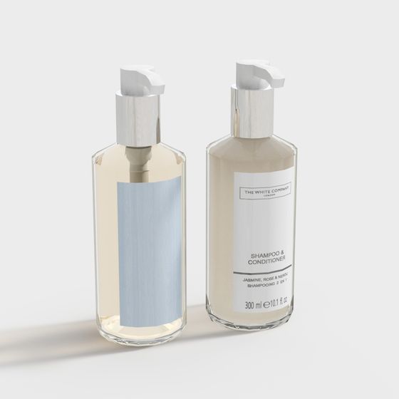 Elegant Shampoo & Conditioner Bottles 3D model