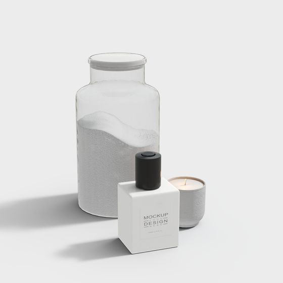 Stylish Glass Jar and Candle 3D model for Creative Projects