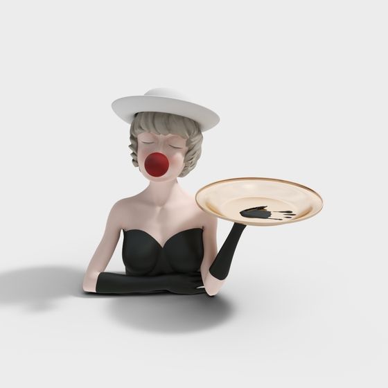 Charming Waitress Character 3D Model