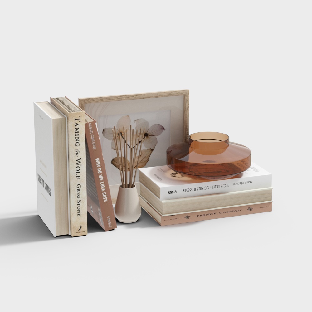 Artistic Low-Poly Book and Decor – Minimalistic Interior Accent