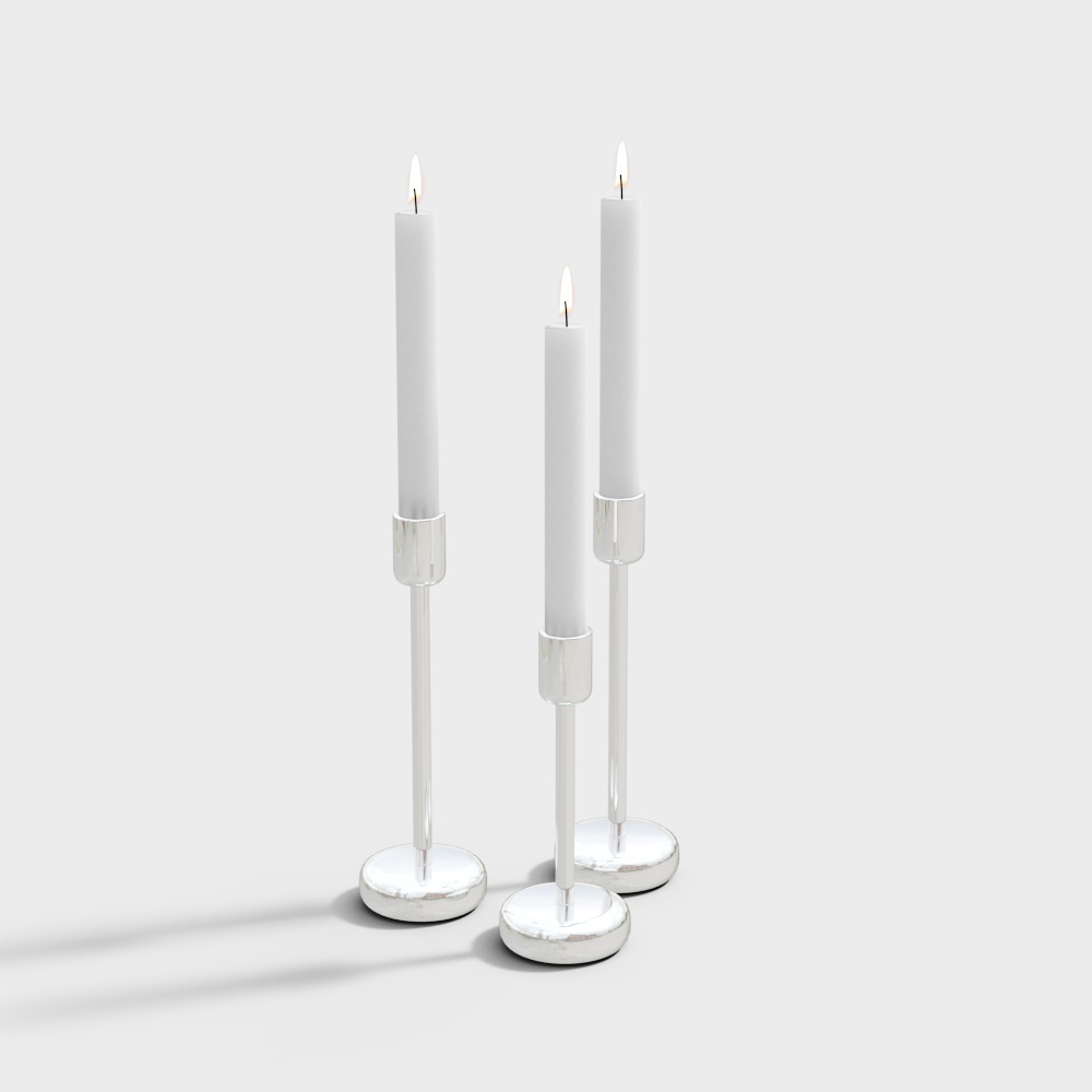 Elegant Low-Poly Candleholder Set 3D model