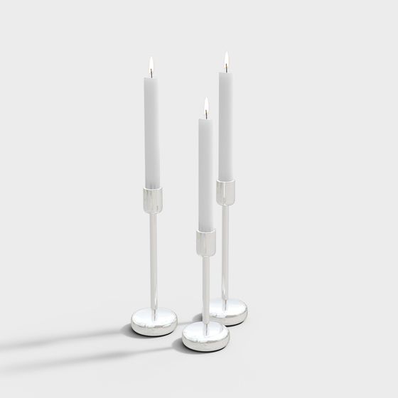 Elegant Low-Poly Candleholder Set 3D model