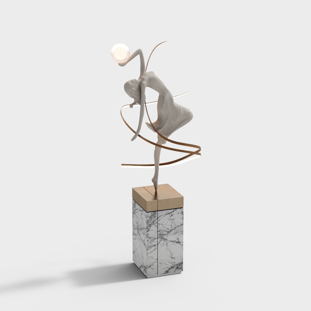 Dance of Elegance 3D Model – Low-Poly Ballet Sculpture