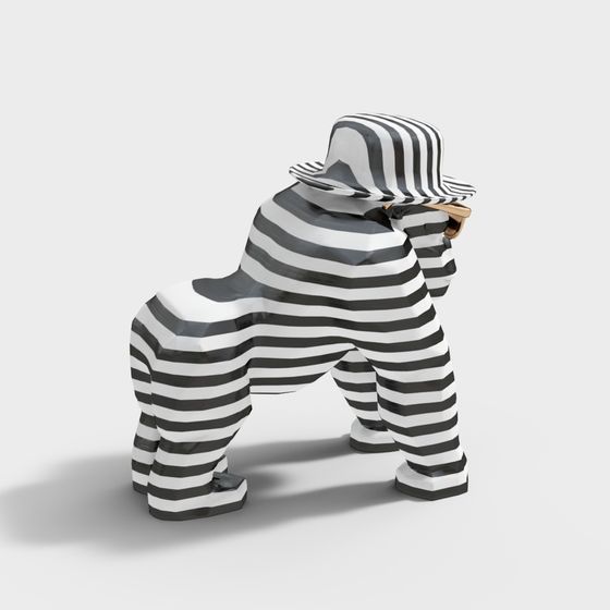 Stripe Bear Low-Poly 3D Model