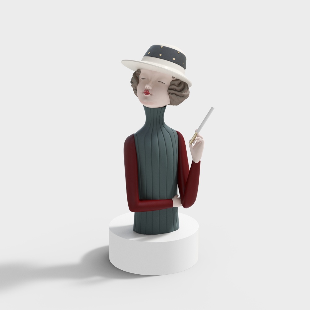 Elegant Lady 3D Model with Vintage Appeal