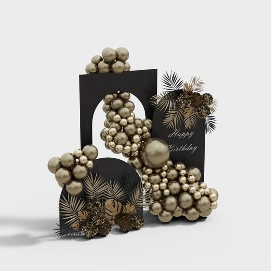 Golden Elegance Birthday Card 3D model for Special Celebrations