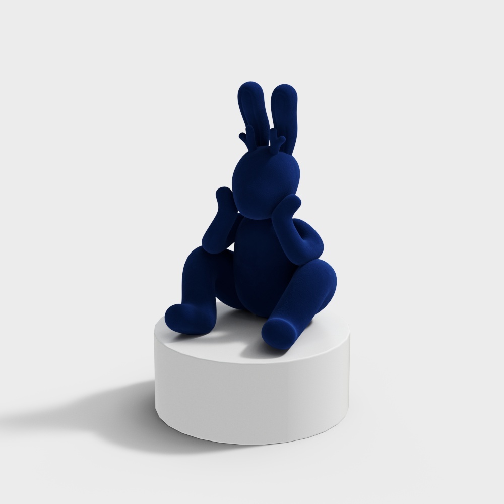 Modern rabbit ornament blue rabbit