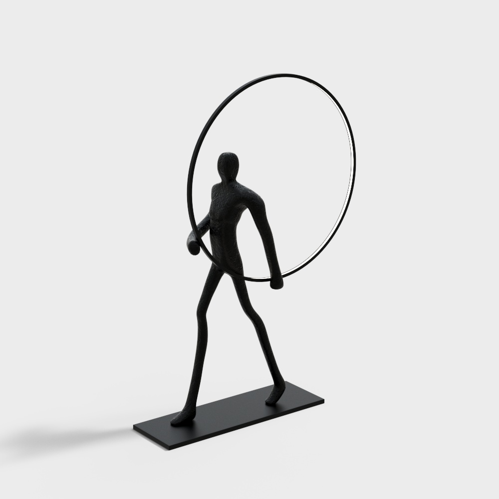 Hula Hoop Man 3D Model – Low-Poly Artistic Figure
