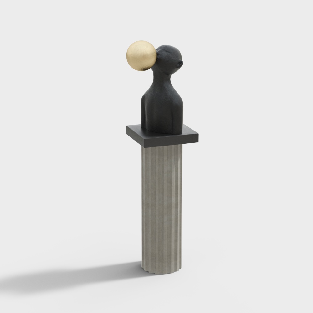 Art of Balance 3D Model: Elegant Black and Gold Sculpture
