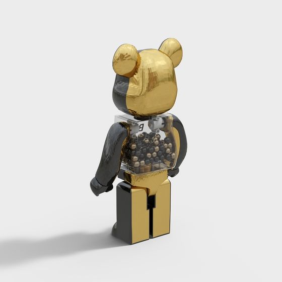 Golden Bear Low-Poly Sculpture 3D model