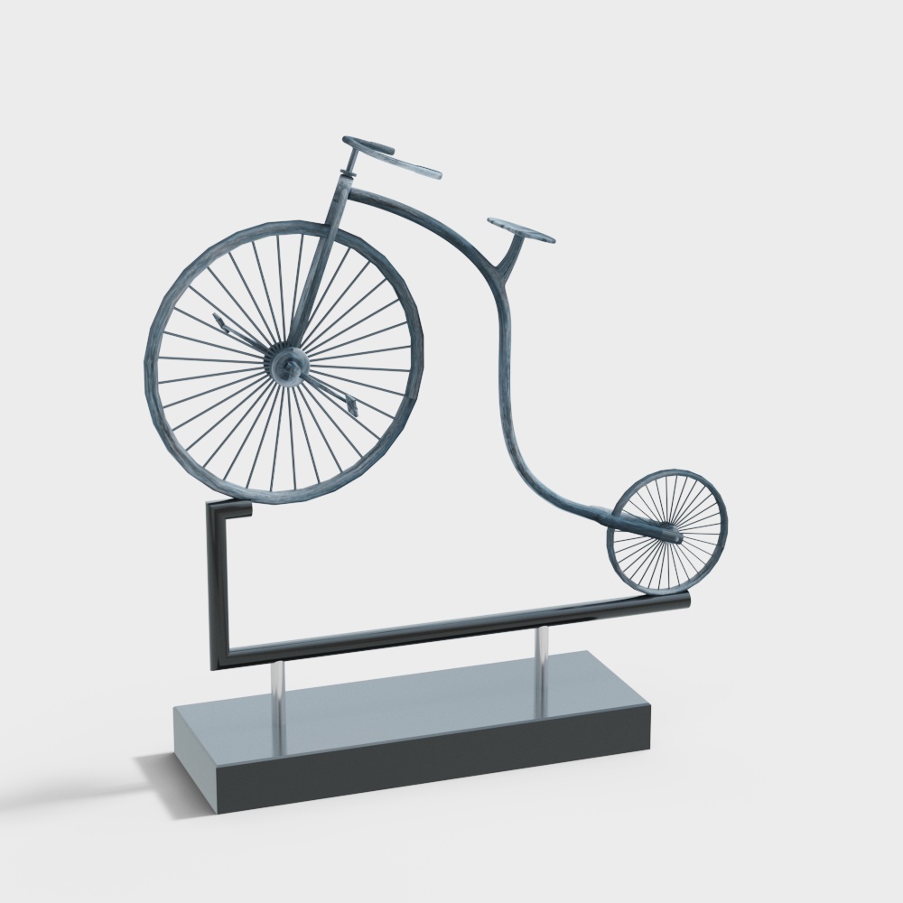 Vintage Bicycle 3D Model – Low-Poly Gray Metallic